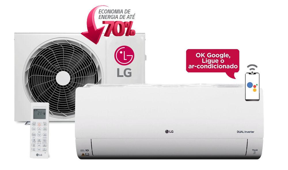 Ar-Condicionado Split LG Dual Voice UV Nano Inverter 12.000 BTUs Quente/Frio 220V