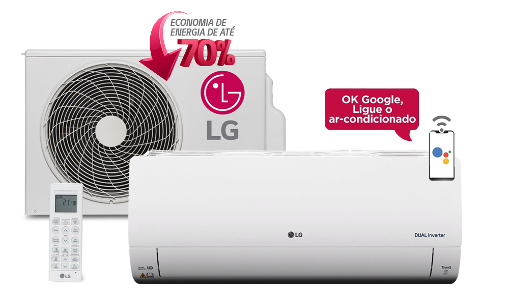 Ar-Condicionado Split LG Dual Voice UV Nano Inverter 18.000 BTUs Quente/Frio 220V